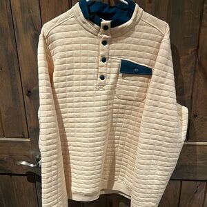 Men's Cream Quilted Sweater with Navy Accents
